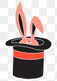 Magic rabbit hat png sticker, cute circus animal, transparent background