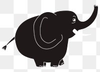 Png black elephant cartoon sticker, cute animal illustration, transparent background