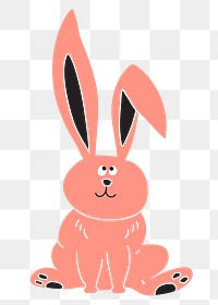 Pink rabbit png cartoon sticker, cute animal transparent background