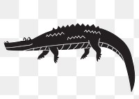 Black crocodile cartoon png sticker, cute animal illustration, transparent background