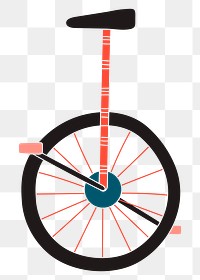 Unicycle png sticker, cute circus accessories, transparent background