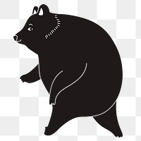 Png black bear cartoon sticker, cute animal illustration, transparent background