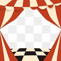 Retro red frame png, circus stage transparent background