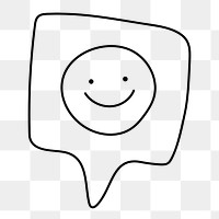 Smiling face png sticker, social media emoticon doodle on transparent background