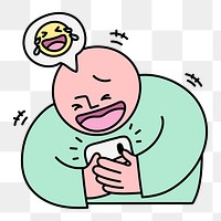 Man laughing png clipart, social media entertainment doodle on transparent background