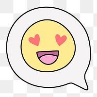 Heart eyes png sticker, social media emoticon on transparent background