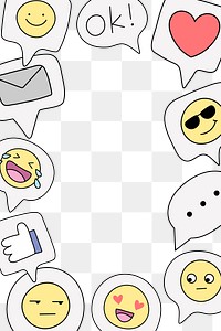 Emoticon png frame, transparent background, social media doodle