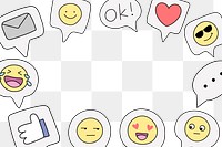 Emoticon png frame, transparent background, social media doodle