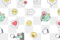 Social media png background, emoticon doodle pattern