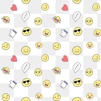 Social media png background, emoticon doodle pattern