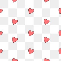 Heart png pattern, transparent background, seamless social media doodle