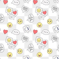 Social media png background, emoticon doodle pattern