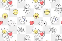 Social media png background, emoticon doodle pattern