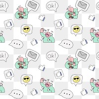 Emoticon png pattern, transparent background, cute design