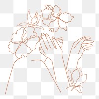 Floral woman png sticker, beauty character illustration on transparent background