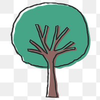 Png elm tree sticker, simple line art collage element on transparent background