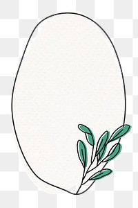 Png sage leaves frame, line art on transparent background