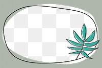 Png palm tree leaf frame, line art design on transparent background
