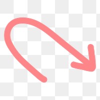 Pink arrow png sticker, minimal doodle design, transparent background