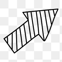 Png arrow sticker, hand drawn black simple design, transparent background