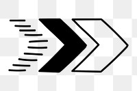 Png arrow sticker, hand drawn black simple design, transparent background