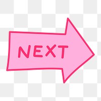 Pink next arrow png sticker, minimal doodle design, transparent background