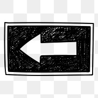 Png arrow sticker, hand drawn black simple design, transparent background