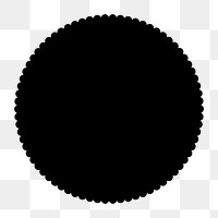 Scalloped circle png sticker, simple black design shape, transparent background