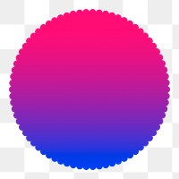Color gradient png sticker flat graphic scalloped circle simple shape design, transparent background