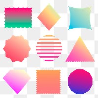 Geometric png stickers, gradient color shape simple design, transparent background