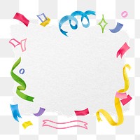 Party png frame background, colorful design, transparent background