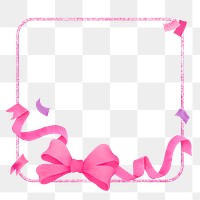 Pink bow png frame, birthday, transparent background