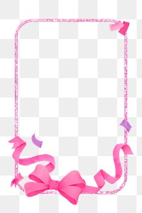 Pink bow png frame, cute illustration, transparent background