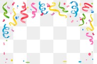 Confetti png border frame, colorful watercolor design, transparent background