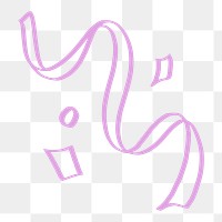 Cute ribbon doodle png clipart, design element, transparent background 