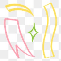 Colorful ribbon doodle png clipart, design element, transparent background 