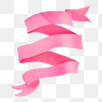 Pink ribbon png sticker, watercolor design element, transparent background