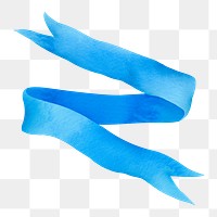 Blue ribbon png sticker, watercolor design element, transparent background