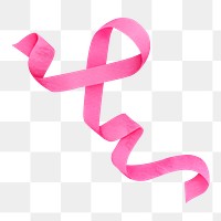 Pink ribbon png sticker, watercolor design element, transparent background