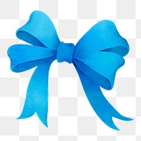 Bow png sticker, blue design element, transparent background