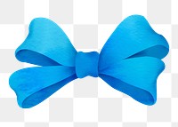 Bow png sticker, blue design element, transparent background