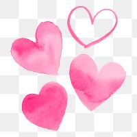 Heart png sticker, pink watercolor element, transparent background