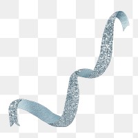 Gray ribbon png element, glitter design, transparent background