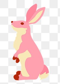 Pink rabbit png sticker, animal illustration, transparent background