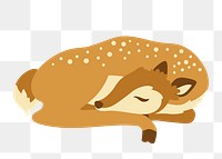 Sleeping deer leaf png sticker, animal illustration, transparent background