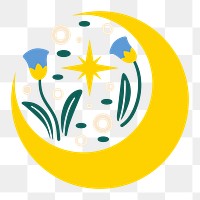 Crescent moon png sticker, nature illustration, transparent background