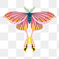 Pink butterfly png sticker, nature illustration, transparent background