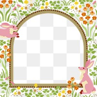 Vintage rabbit png frame, nature illustration, transparent background