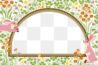 Vintage rabbit png frame, nature illustration, transparent background