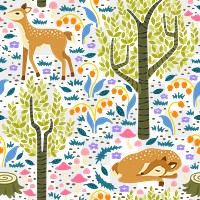 Fairytale forest png seamless pattern, transparent background